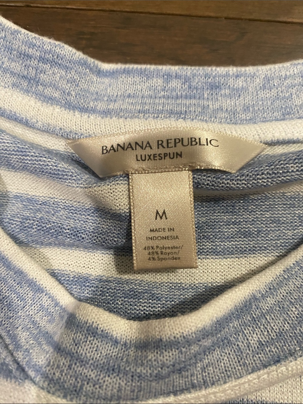 Banana Republic Luxespun Striped Tee in Blue & White - Picture 2 of 3